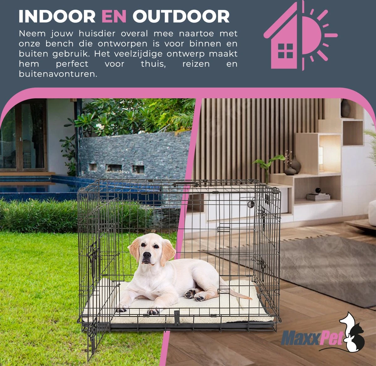 MaxxPet Hondenbench - Bench - Bench Voor Honden - Hondenbench Opvouwbaar - Incl. Plaid - 91 X 57 X 64 Cm 5 MaxxPet Hondenbench - Bench - Bench Voor Honden - Hondenbench Opvouwbaar - Incl. Plaid - 91 X 57 X 64 Cm - Afbeelding 5