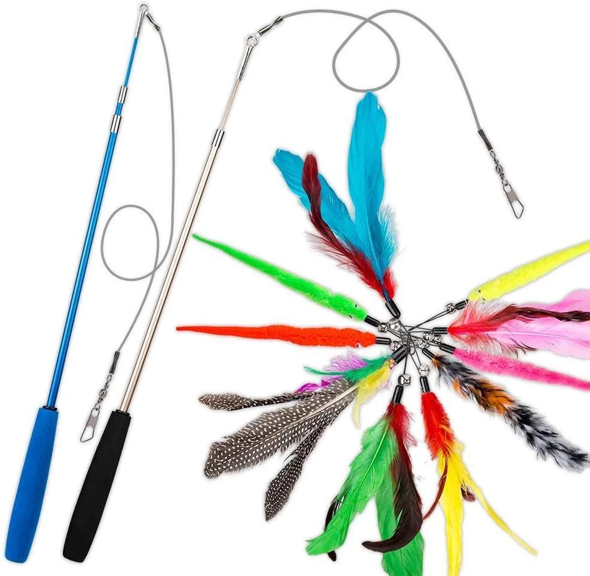 Merkloos 2 Kattenhengels Met 10 Speeltjes – Bewegende Kattenspeeltjes Met Veren En Belletjes – Interactieve Kattenspeelgoed Voor Kittens – Cat Toys 7 Merkloos 2 Kattenhengels Met 10 Speeltjes – Bewegende Kattenspeeltjes Met Veren En Belletjes – Interactieve Kattenspeelgoed Voor Kittens – Cat Toys - Afbeelding 7