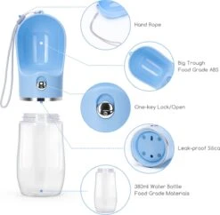 Nobleza 43B4B - Honden Waterfles - 380ml - Honden Bidon - Honden Drinkfles - Blauw -Dieren Product Winkel 1200x1176 18