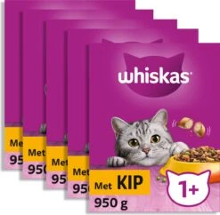 Whiskas 1+ Kattenbrokken - Kip - Doos 5 X 950 G