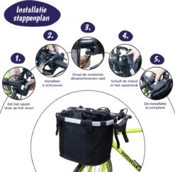 Merkloos Fietsmand Voor Honden 5 KG - Hondenmand Voor Fiets – Kunststof Mandje Hond – Fietstas Vooraan Stuur – Hondenfietsmand Voorop - Niet Geschikt Voor Elektrische Fietsen – Afneembare Fietstas – Boodschappentas – Accessoires – Opvouwbaar – Zwart -Dieren Product Winkel 1200x1178 16