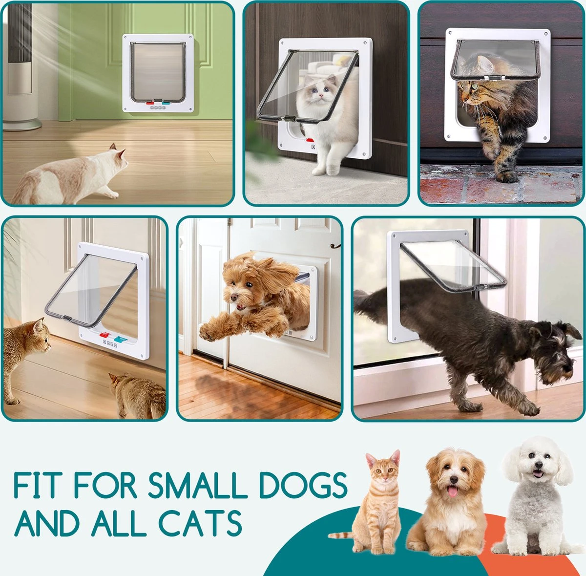 Nobleza Kattenluik Met Tunnel - 4 Vergrendelingsstanden - Weerbestendig - Binnen En Buiten - 20.5 X 19.7 Cm - Maat M - Wit 5 Nobleza Kattenluik Met Tunnel - 4 Vergrendelingsstanden - Weerbestendig - Binnen En Buiten - 20.5 X 19.7 Cm - Maat M - Wit - Afbeelding 5