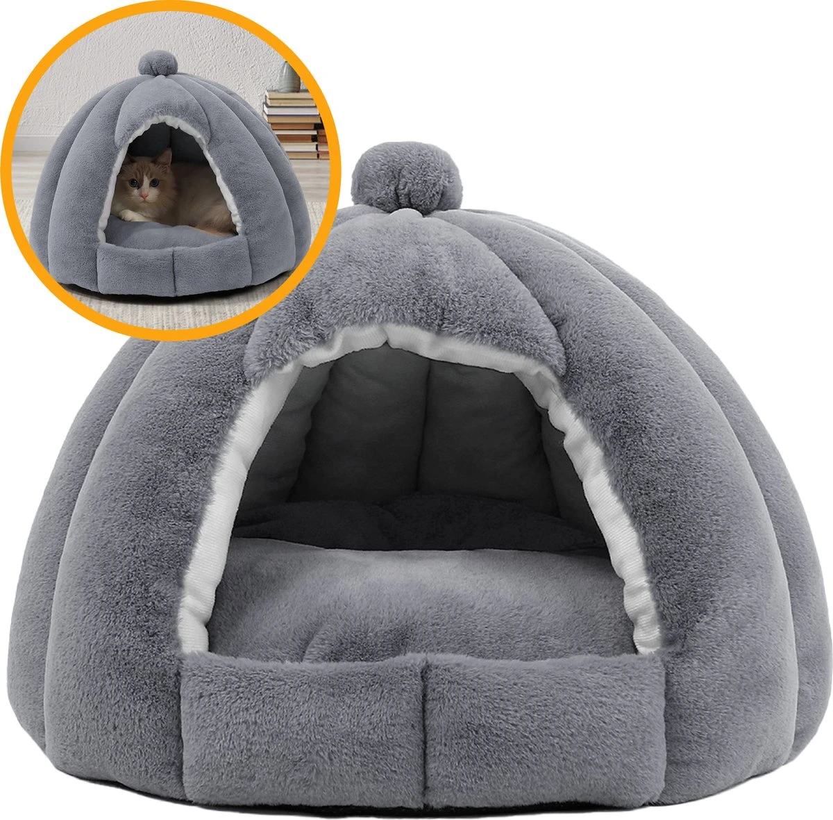 MIRO Katten Huis - Kattenhuizen - Kattenhok - Kattenmand - Dierenhuis - Extra Zacht - Grijs 1 MIRO Katten Huis - Kattenhuizen - Kattenhok - Kattenmand - Dierenhuis - Extra Zacht - Grijs