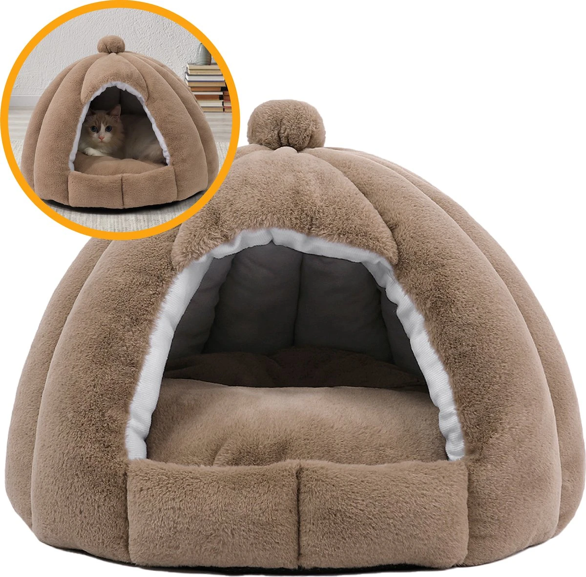 MIRO Katten Huis - Kattenhuizen - Kattenhok - Kattenmand - Dierenhuis - Extra Zacht - Bruin 1 MIRO Katten Huis - Kattenhuizen - Kattenhok - Kattenmand - Dierenhuis - Extra Zacht - Bruin