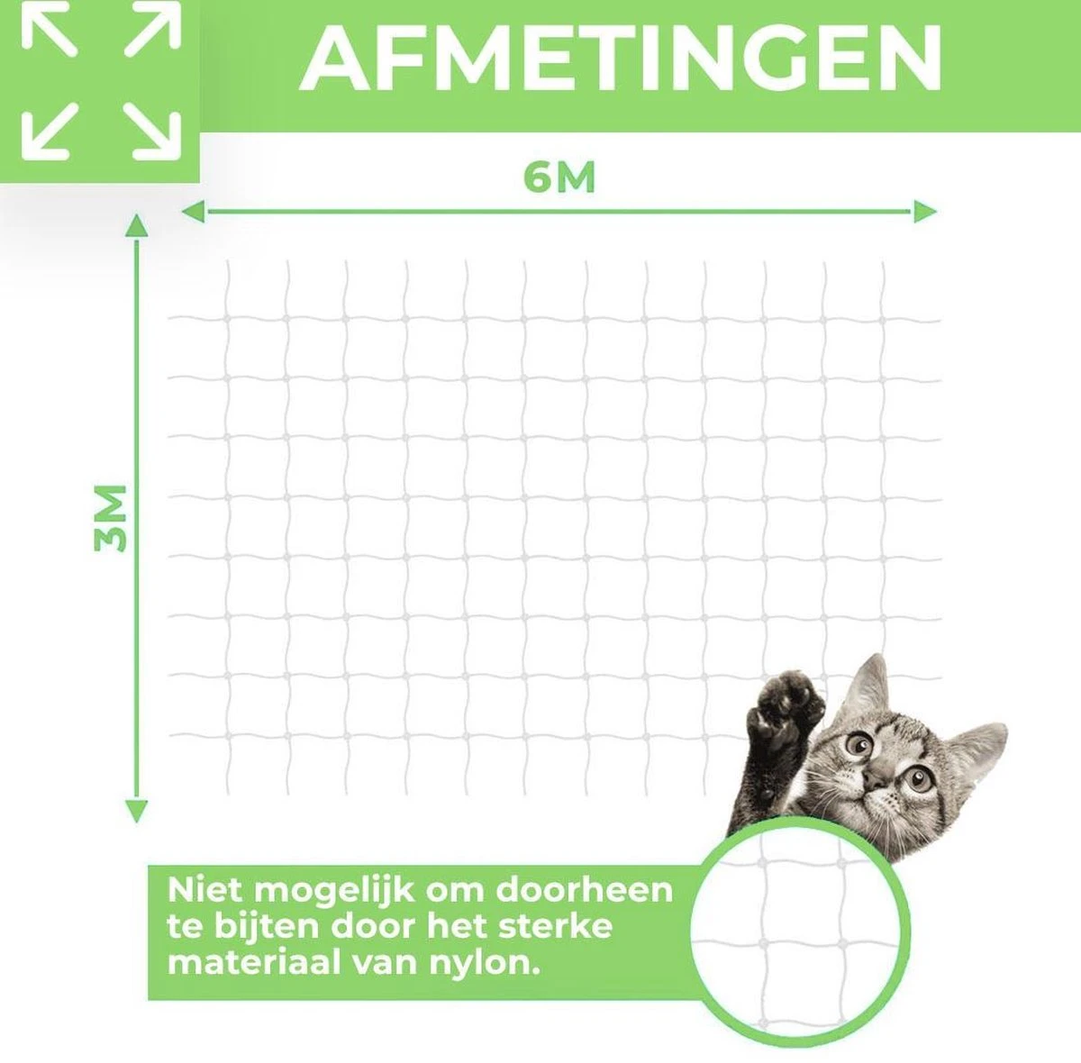 Kattennet Premium EXTRA STEVIG - 600 X 300 CM - Kattennet Voor Balkon - Zwart - Balkon Net - Makkelijk Te Monteren 5 Kattennet Premium EXTRA STEVIG - 600 X 300 CM - Kattennet Voor Balkon - Zwart - Balkon Net - Makkelijk Te Monteren - Afbeelding 5