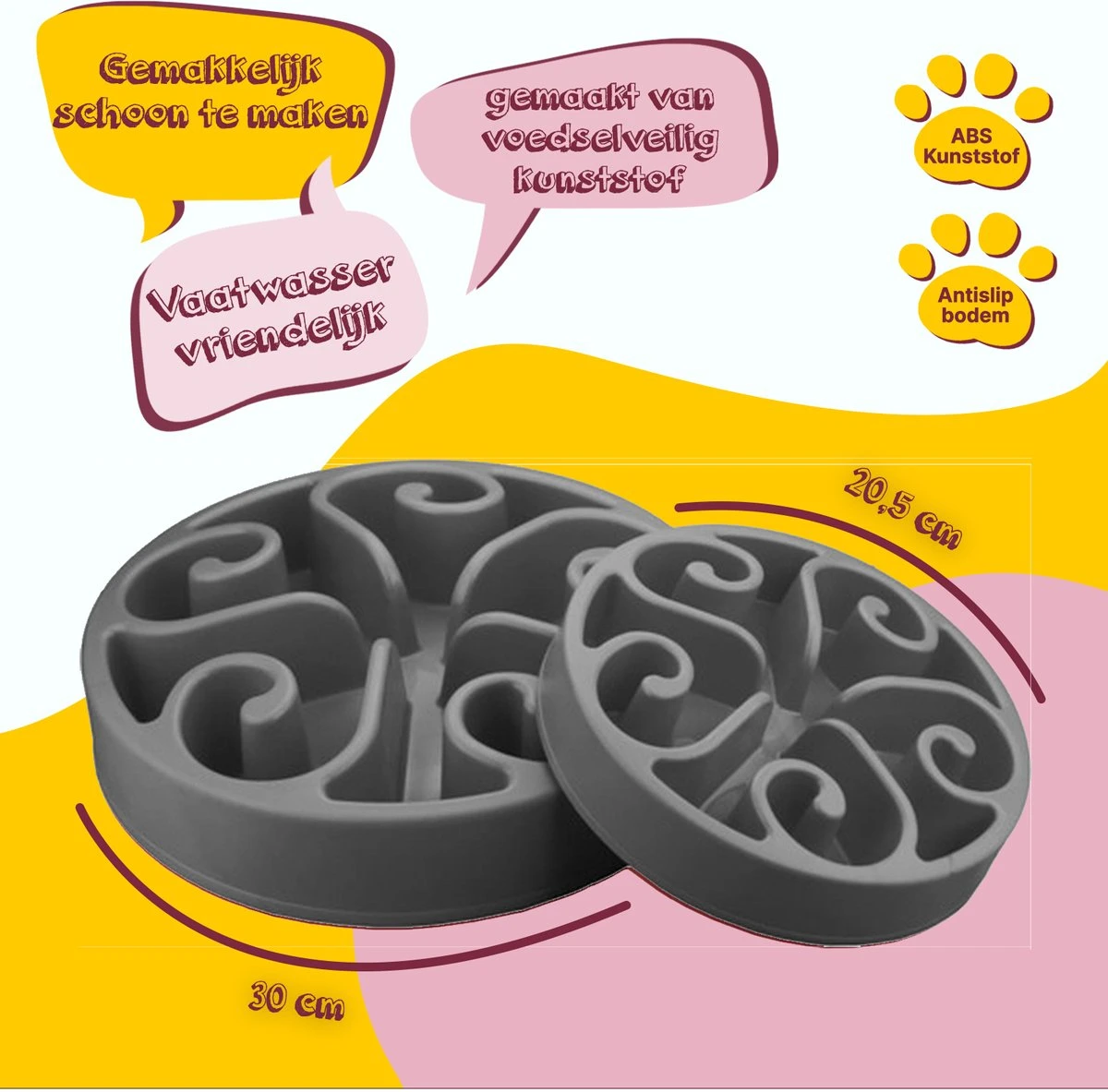 Eat Slow Live Longer Original Voerbak – Anti-schrok Voerbak – Slow Feeder Voor Honden – Anti-slip – Grijs – Ø20,5 Cm - Small/Medium – Geschikt Voor Kleine En Middelgrote Honden 3 Eat Slow Live Longer Original Voerbak – Anti-schrok Voerbak – Slow Feeder Voor Honden – Anti-slip – Grijs – Ø20,5 Cm - Small/Medium – Geschikt Voor Kleine En Middelgrote Honden - Afbeelding 3