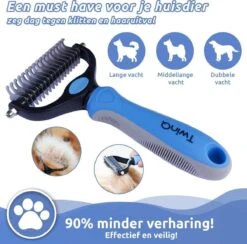 TwinQ Vachtverzorgingsset Hond/kat - Professionele 2-zijdige Ondervacht Kam - Klittenkam Voor Honden En Katten - Verwijderd Klitten En Voorkomt Haaruitval - Incl. Vlooienkam En Tandenborstel -Dieren Product Winkel 1200x1184 18