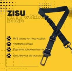 ZISU Autogordel Hond - Honden Autogordel - Hondengordel - Hondentuig - Verstelbaar En Elastische - Zwart - RVS -Dieren Product Winkel 1200x1185 15