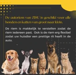 ZISU Autogordel Hond - Honden Autogordel - Hondengordel - Hondentuig - Verstelbaar En Elastische - Zwart - RVS -Dieren Product Winkel 1200x1185 17