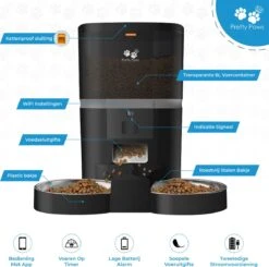 Pretty Paws QQ003 - Wifi Voermachine - Dubbele Voerbakjes - Zwart - Kat - 6L -Dieren Product Winkel 1200x1188 1