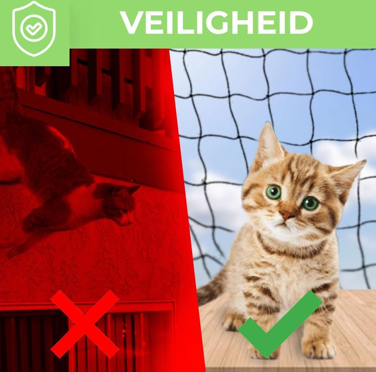 Kattennet Premium EXTRA STEVIG - 600 X 300 CM - Kattennet Voor Balkon - Zwart - Balkon Net - Makkelijk Te Monteren 3 Kattennet Premium EXTRA STEVIG - 600 X 300 CM - Kattennet Voor Balkon - Zwart - Balkon Net - Makkelijk Te Monteren - Afbeelding 3