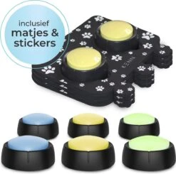 KENN® Hondenpraatknoppen - 6 Stuks - Inclusief Speelmatten - Dog Buttons - Hondenspeelgoed - Opneembare Praatknoppen - Hondentraining - Interactief Hondenspeelgoed