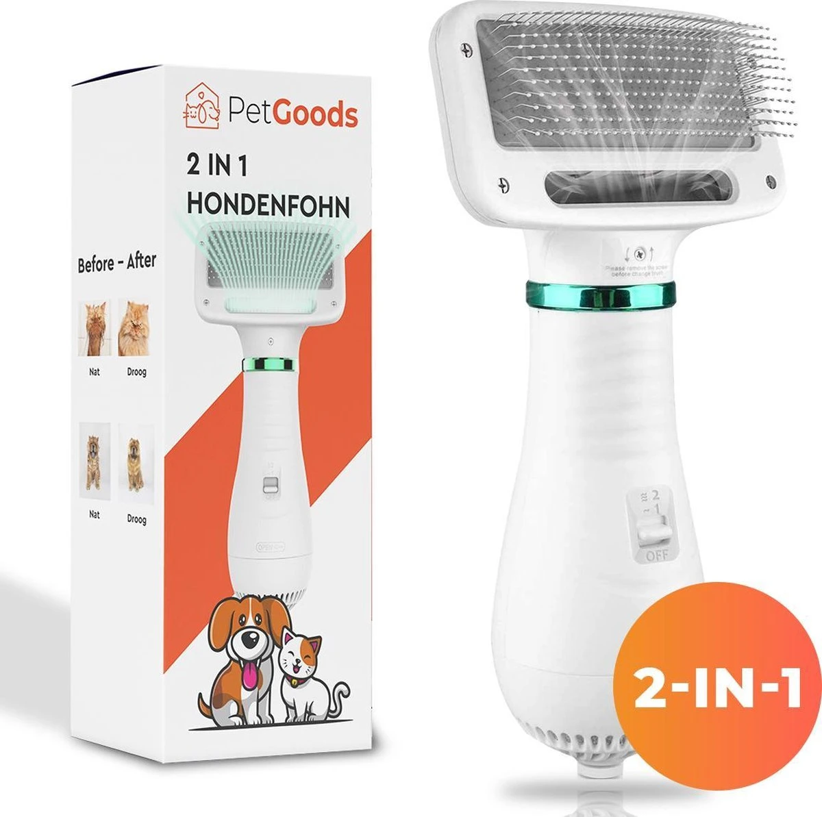 PetGoods 2-in-1 Hondenföhn – Föhn & Borstel - Honden & Katten - Low Noise 1 PetGoods 2-in-1 Hondenföhn – Föhn & Borstel - Honden & Katten - Low Noise