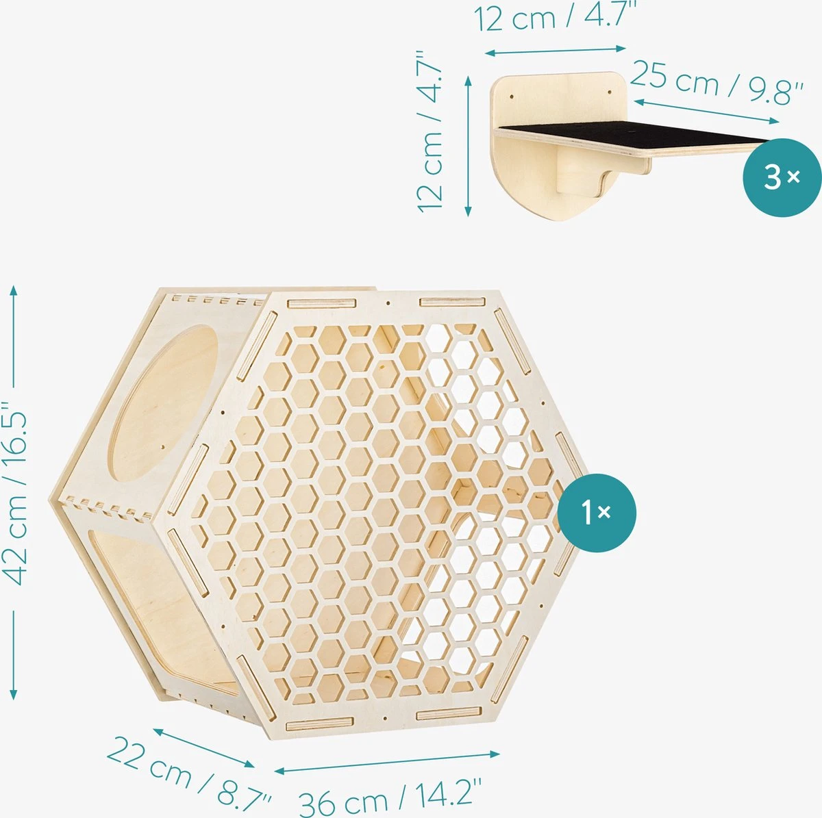 Navaris Katten Klimwand 4-delige Set - Katten Klimmuur Voor Binnenshuis - Kattenmeubel Met Wandmontage - Met Drie Plankjes Voor Meer Klimplezier 2 Navaris Katten Klimwand 4-delige Set - Katten Klimmuur Voor Binnenshuis - Kattenmeubel Met Wandmontage - Met Drie Plankjes Voor Meer Klimplezier - Afbeelding 2