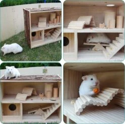 Navaris Houten Hamsterhuis - Speelhut Voor Hamsters, Kleine Knaagdieren, Gerbils, Muizen - Schuilplaats Op Twee Etages Voor Hamster, Cavia, Muis -Dieren Product Winkel 1200x1196 6