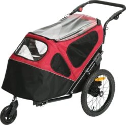 Duvo Pet Trailer - Fietskar - Hondenbuggy - 2-in-1 - Zwart/rood - 123x62x96cm