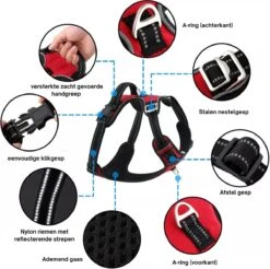 Hondenharnas – Inclusief Hondenriem – Reflecterend – Hondentuig – Hondenriem – Y Tuig Hond - Anti Trek Tuig - Zwart – Maat M -Dieren Product Winkel 1200x1197 50