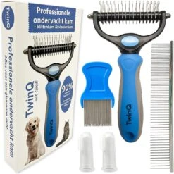 TwinQ Vachtverzorgingsset Hond/kat - Professionele 2-zijdige Ondervacht Kam - Klittenkam Voor Honden En Katten - Verwijderd Klitten En Voorkomt Haaruitval - Incl. Vlooienkam En Tandenborstel -Dieren Product Winkel 1200x1198 22