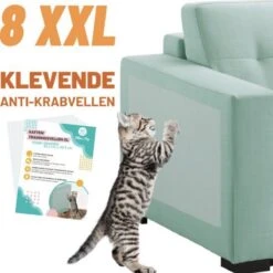 Merkloos Anti Krab Krabschade Bescherming Kat En Hond – 8 XXL Vellen – Zonder Punaises - Tegen Krabben – Bankbescherming – Meubelbescherming – Krabpaal – Anti Scratch – 43.2 X 30.5cm – Transparant