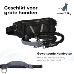 Canicross Looplijn Hond Met Heupriem Voor Hardlopen - Elastische Handsfree Hondenriem - Honden Trainingslijn - 150/200cm - Grijs -Dieren Product Winkel 1200x1200 1084
