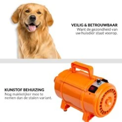 Krachtige Hondenföhn/ Waterblazer Met Draaiknop Om Overtollig Water En Stof Snel Uit De Vacht Te Blazen | Verstelbare Vermogen Standen (500W Tot 2200W) En Verstelbare Temperatuur - Type B Oranje -Dieren Product Winkel 1200x1200 1209