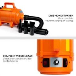 Krachtige Hondenföhn/ Waterblazer Met Draaiknop Om Overtollig Water En Stof Snel Uit De Vacht Te Blazen | Verstelbare Vermogen Standen (500W Tot 2200W) En Verstelbare Temperatuur - Type B Oranje -Dieren Product Winkel 1200x1200 1210