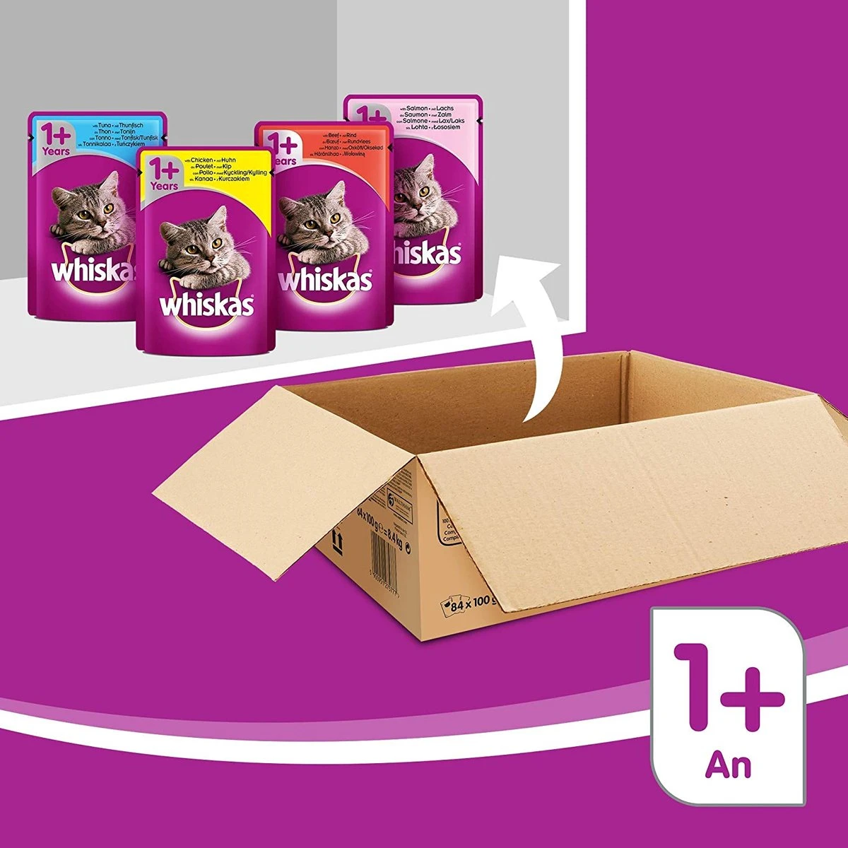 Whiskas 1 - Kattenvoer - Gehydrateerd - In Verschillende Smaken - 84 Stuks (84 X 100 G) 5 Whiskas 1 - Kattenvoer - Gehydrateerd - In Verschillende Smaken - 84 Stuks (84 X 100 G) - Afbeelding 5