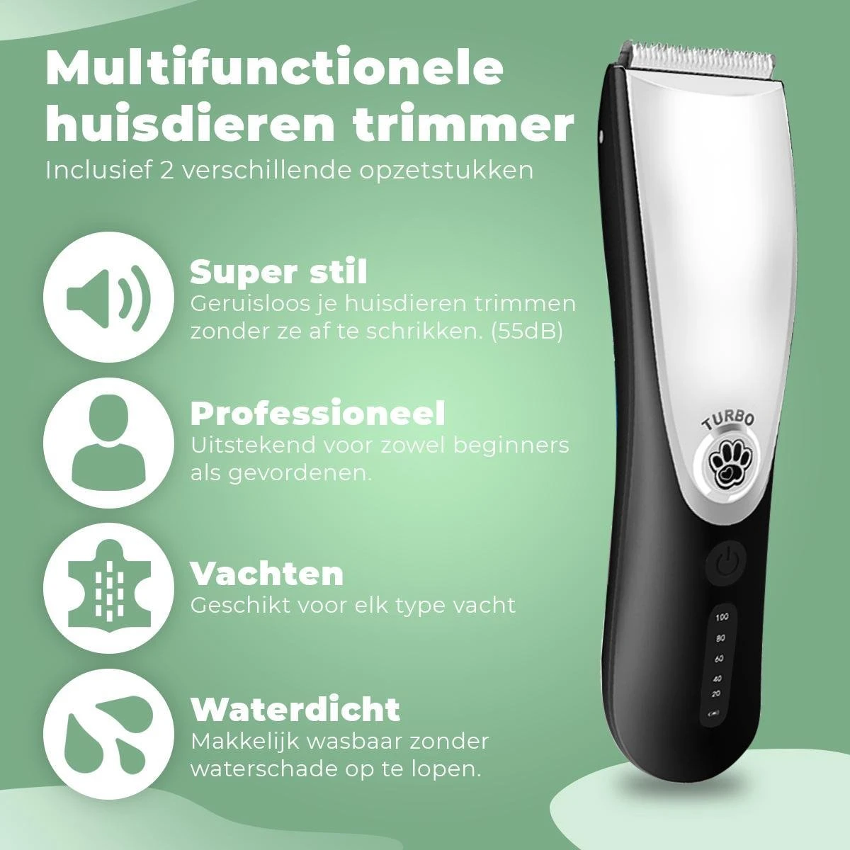 Essential Goods Professionele Hondentondeuse – Hondentrimmer - Draadloos – Opzet Kammen – Dik/Dunne Vacht - Honden/Katten - Zwart/Zilver 3 Essential Goods Professionele Hondentondeuse – Hondentrimmer - Draadloos – Opzet Kammen – Dik/Dunne Vacht - Honden/Katten - Zwart/Zilver - Afbeelding 3