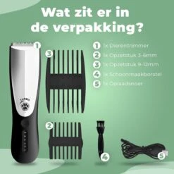Essential Goods Professionele Hondentondeuse – Hondentrimmer - Draadloos – Opzet Kammen – Dik/Dunne Vacht - Honden/Katten - Zwart/Zilver 16 Essential Goods Professionele Hondentondeuse – Hondentrimmer - Draadloos – Opzet Kammen – Dik/Dunne Vacht - Honden/Katten - Zwart/Zilver -Dieren Product Winkel 1200x1200 1249
