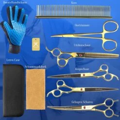 Scharenset Hond - 8-Delige Scharenset - Hondenschaar - Trimset - Trimschaar Voor Honden - Huisdier Knipset - Effileerschaar Hond - Goud -Dieren Product Winkel 1200x1200 1312