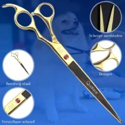Scharenset Hond - 8-Delige Scharenset - Hondenschaar - Trimset - Trimschaar Voor Honden - Huisdier Knipset - Effileerschaar Hond - Goud -Dieren Product Winkel 1200x1200 1314