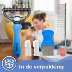 TwinQ Vachtverzorgingsset Hond/kat - Professionele 2-zijdige Ondervacht Kam - Klittenkam Voor Honden En Katten - Verwijderd Klitten En Voorkomt Haaruitval - Incl. Vlooienkam En Tandenborstel -Dieren Product Winkel 1200x1200 1411