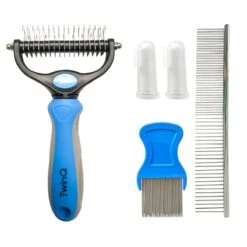 TwinQ Vachtverzorgingsset Hond/kat - Professionele 2-zijdige Ondervacht Kam - Klittenkam Voor Honden En Katten - Verwijderd Klitten En Voorkomt Haaruitval - Incl. Vlooienkam En Tandenborstel -Dieren Product Winkel 1200x1200 1413