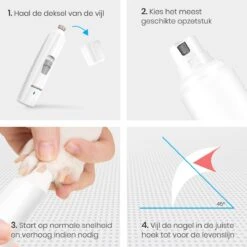 Auronic Elektrische Nagelvijl - Voor Dieren - Oplaadbaar - Draadloos - Diamant Vijlkop - Hond/Katten - Wit -Dieren Product Winkel 1200x1200 1465