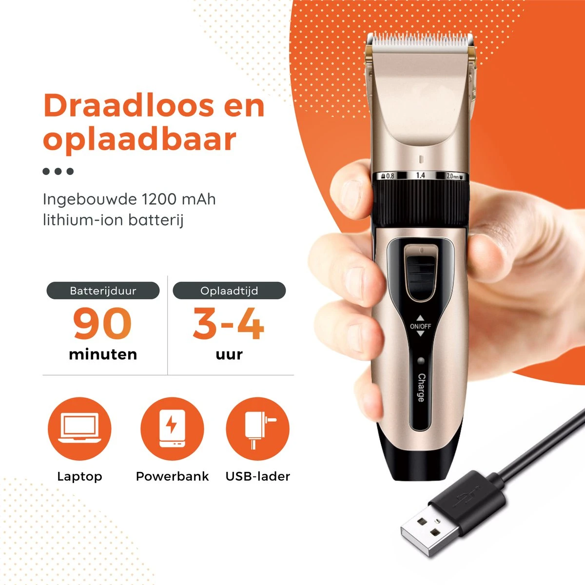 PetGoods Hondentondeuse - 10 Delige Set - Katten & Honden - Draadloos - Low Noise - Incl. Schaar, Nagelknipper, Vijl & Kam 8 PetGoods Hondentondeuse - 10 Delige Set - Katten & Honden - Draadloos - Low Noise - Incl. Schaar, Nagelknipper, Vijl & Kam - Afbeelding 8