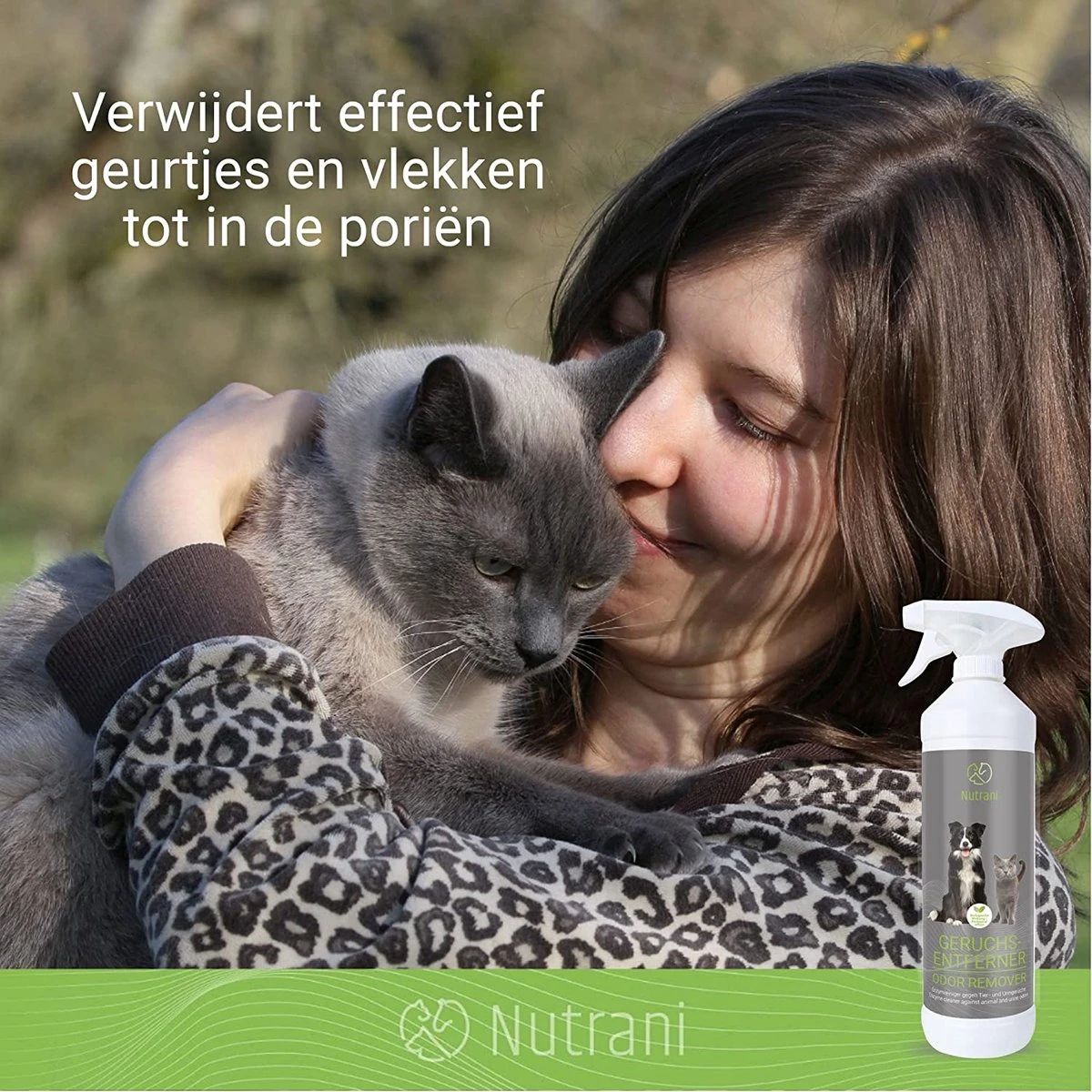 Nutrani Geurverwijderaar, 750 Ml, Natuurlijke Enzymreiniger Als Gebruiksklare Spray Met Biologische Werking, Verwijdert Geurtjes, Urine, Poep En Vlekken Van Honden En Katten 2 Nutrani Geurverwijderaar, 750 Ml, Natuurlijke Enzymreiniger Als Gebruiksklare Spray Met Biologische Werking, Verwijdert Geurtjes, Urine, Poep En Vlekken Van Honden En Katten - Afbeelding 2