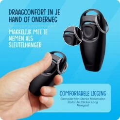 VEDIC® - Luxe Clicker Met Fluit - Clickertraining Voor Honden - Zwart - Bevestigingsring - Fluit - Hondentraining -Dieren Product Winkel 1200x1200 1735