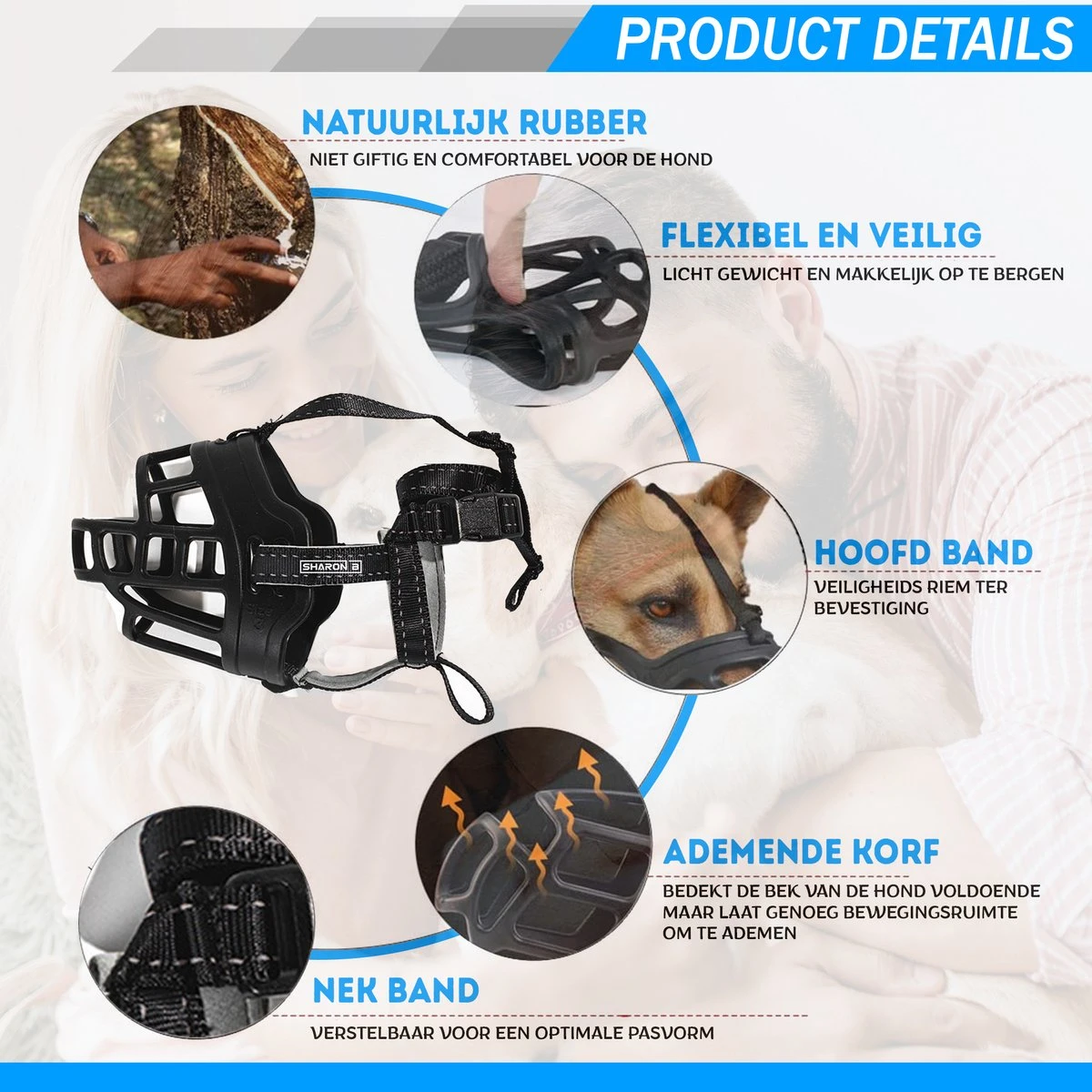 Sharon B Muilkorf Hond - Zwart - XL - Comfortabel - Snuitomtrek 34 Tot 37 Cm - Voor Grote Honden 3 Sharon B Muilkorf Hond - Zwart - XL - Comfortabel - Snuitomtrek 34 Tot 37 Cm - Voor Grote Honden - Afbeelding 3