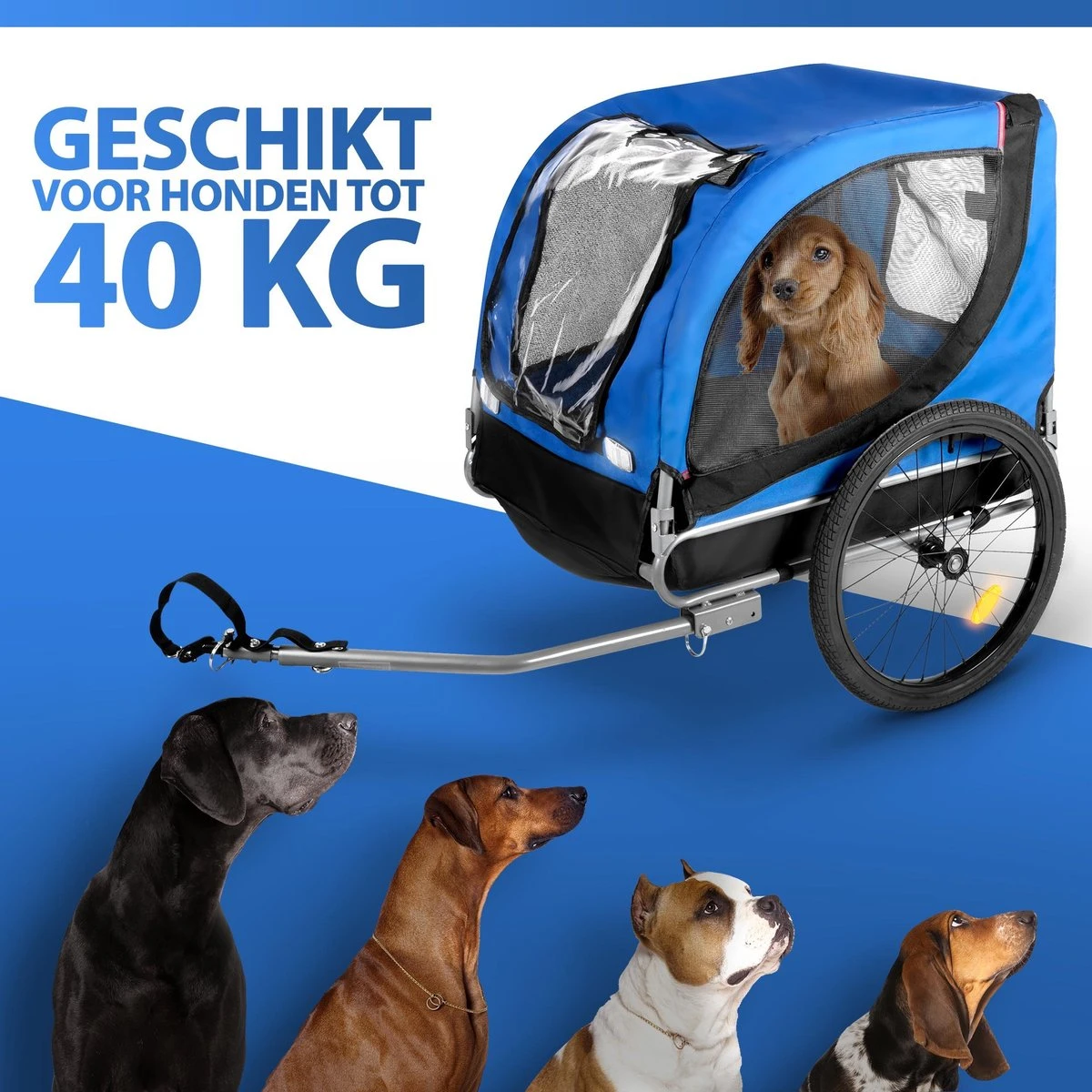 Bicycle Gear Fietskar Hond - Max. 25 KG - Plat Opvouwbaar - Eenvoudige Montage - Regenhoes - Afneembare Luchtbanden 4 Bicycle Gear Fietskar Hond - Max. 25 KG - Plat Opvouwbaar - Eenvoudige Montage - Regenhoes - Afneembare Luchtbanden - Afbeelding 4