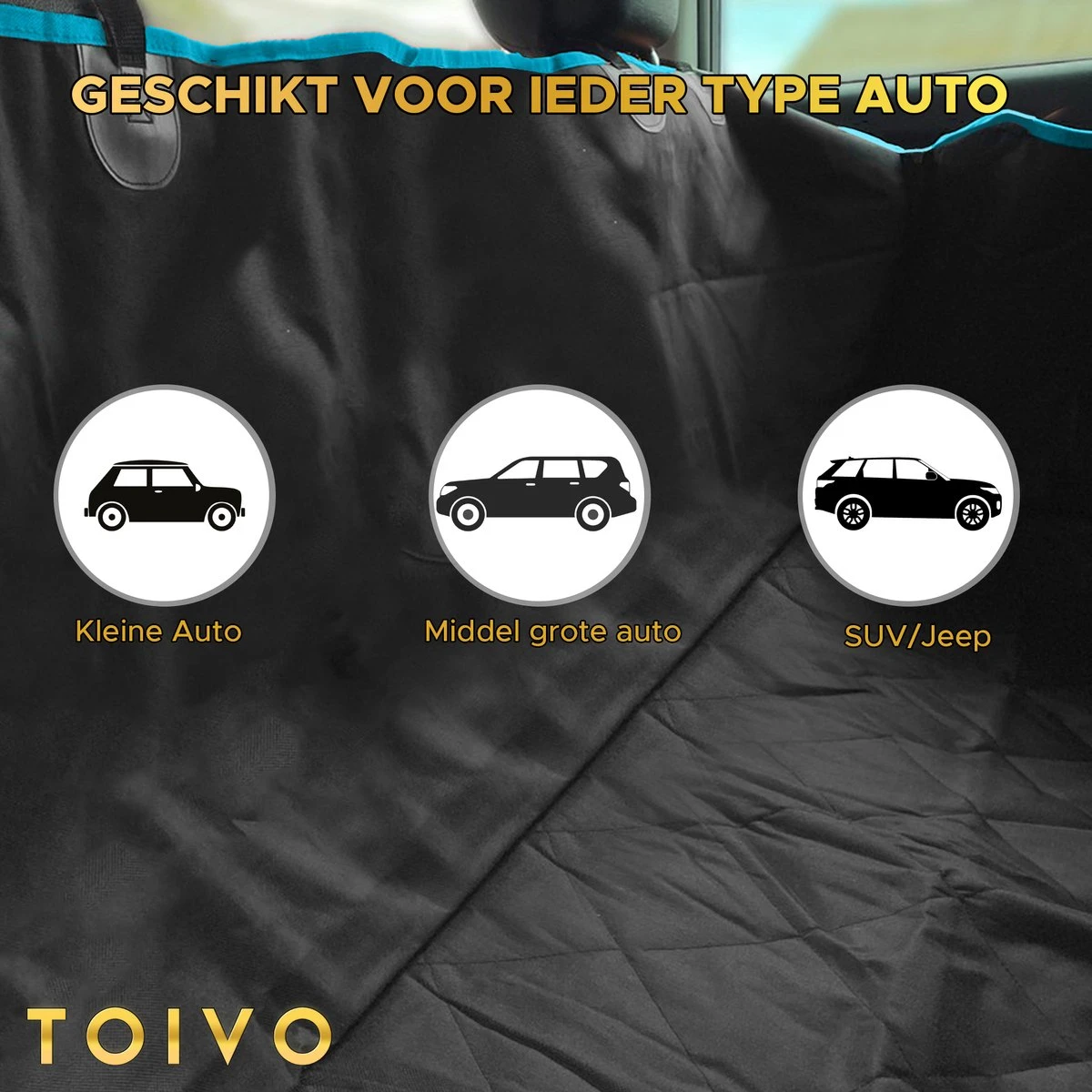 Toivo Hondendeken Auto Achterbank En Kofferbak - Dierendeken - Zwart / Blauw - 136 X 148 Cm - Incl. Opbergtas En Hondengordel - Beschermhoes - Reisbench Hond 2 Toivo Hondendeken Auto Achterbank En Kofferbak - Dierendeken - Zwart / Blauw - 136 X 148 Cm - Incl. Opbergtas En Hondengordel - Beschermhoes - Reisbench Hond - Afbeelding 2