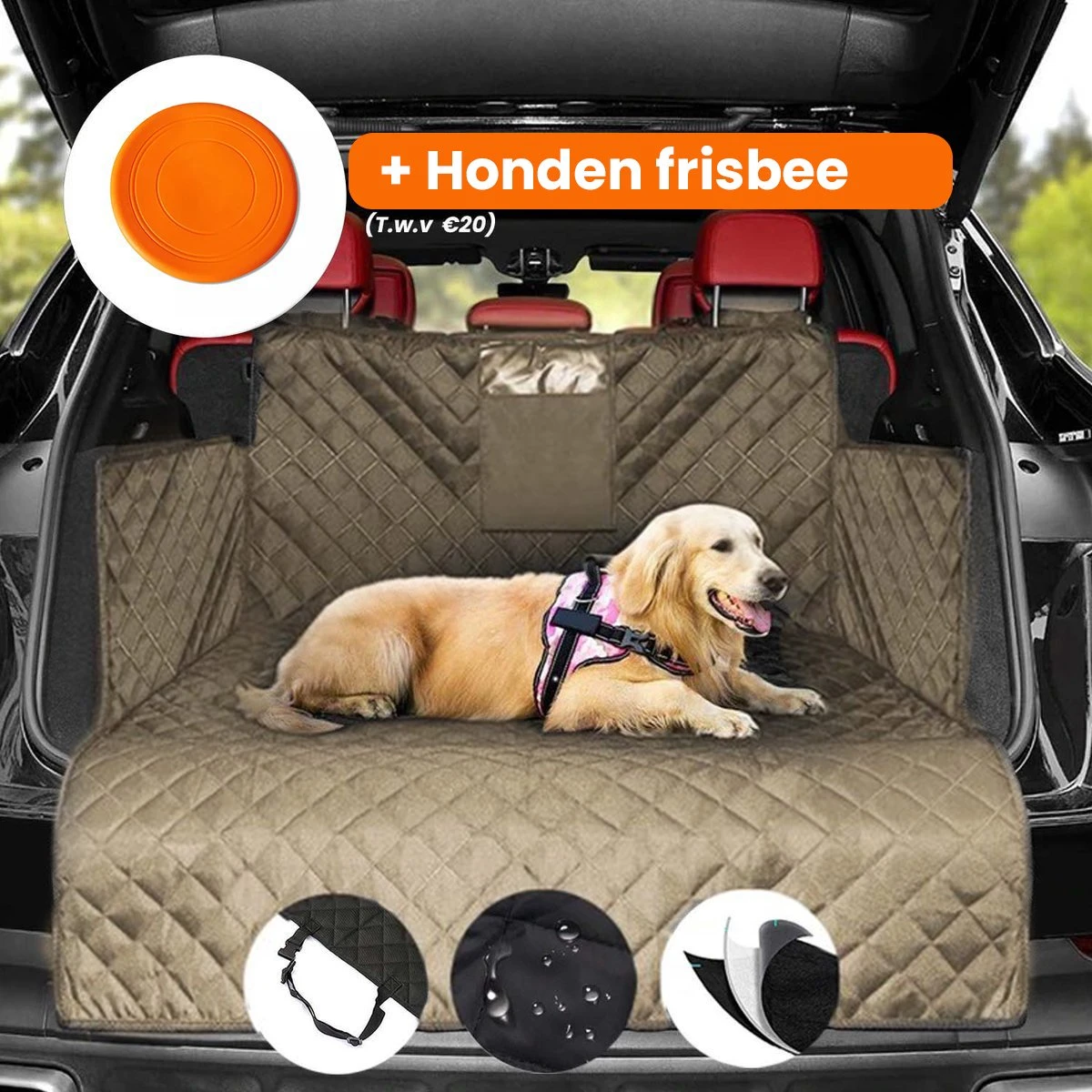 Hondendeken Auto Achterbank - Kofferbak Beschermhoes Hond - Autohoes - Hondenkussen - Hondenmat - Waterdicht & Antislip - Beige 1 Hondendeken Auto Achterbank - Kofferbak Beschermhoes Hond - Autohoes - Hondenkussen - Hondenmat - Waterdicht & Antislip - Beige