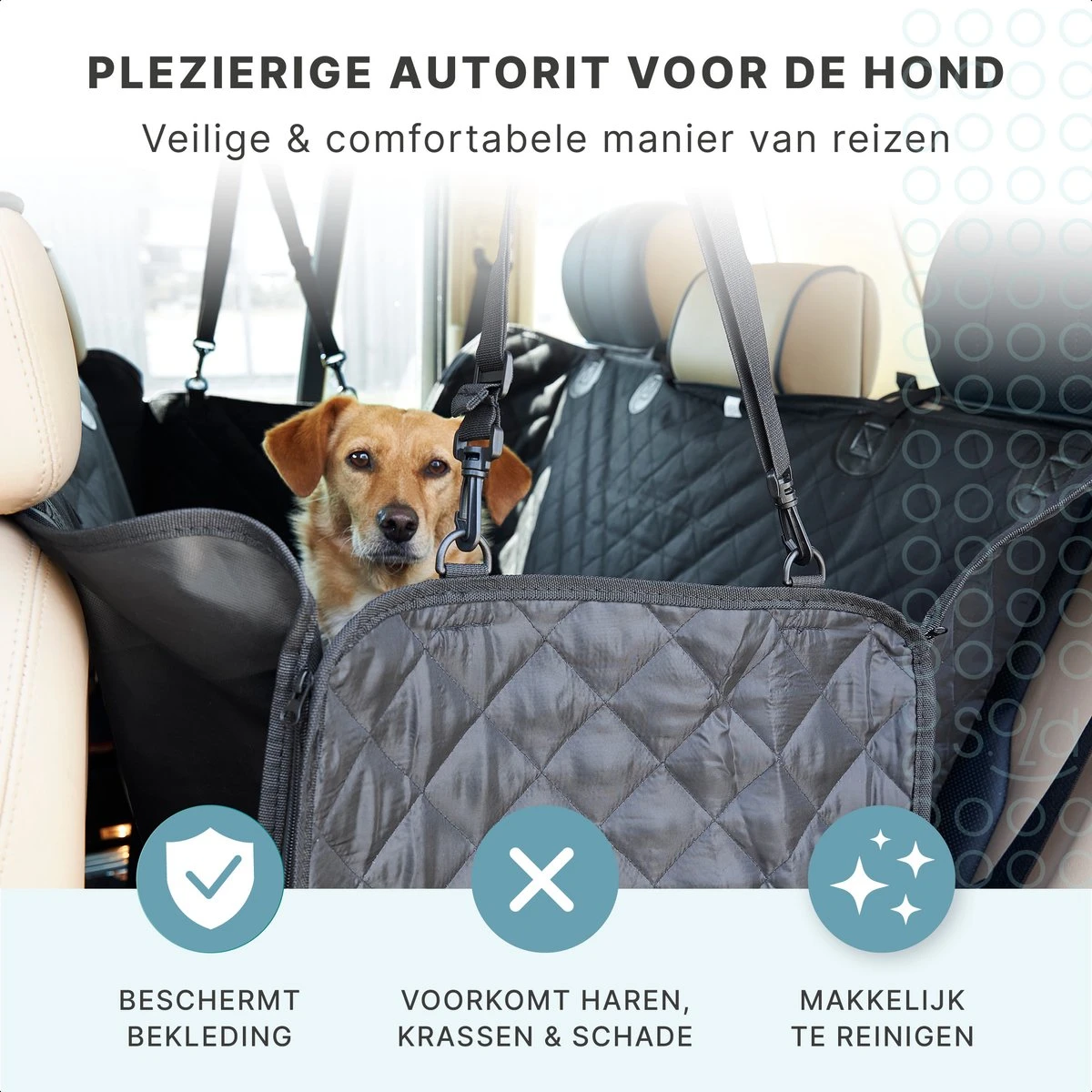 Hondendeken Auto Achterbank En Kofferbak - Autodeken Hond - Beschermhoes - Hondenkleed - 135x145 Cm 2 Hondendeken Auto Achterbank En Kofferbak - Autodeken Hond - Beschermhoes - Hondenkleed - 135x145 Cm - Afbeelding 2