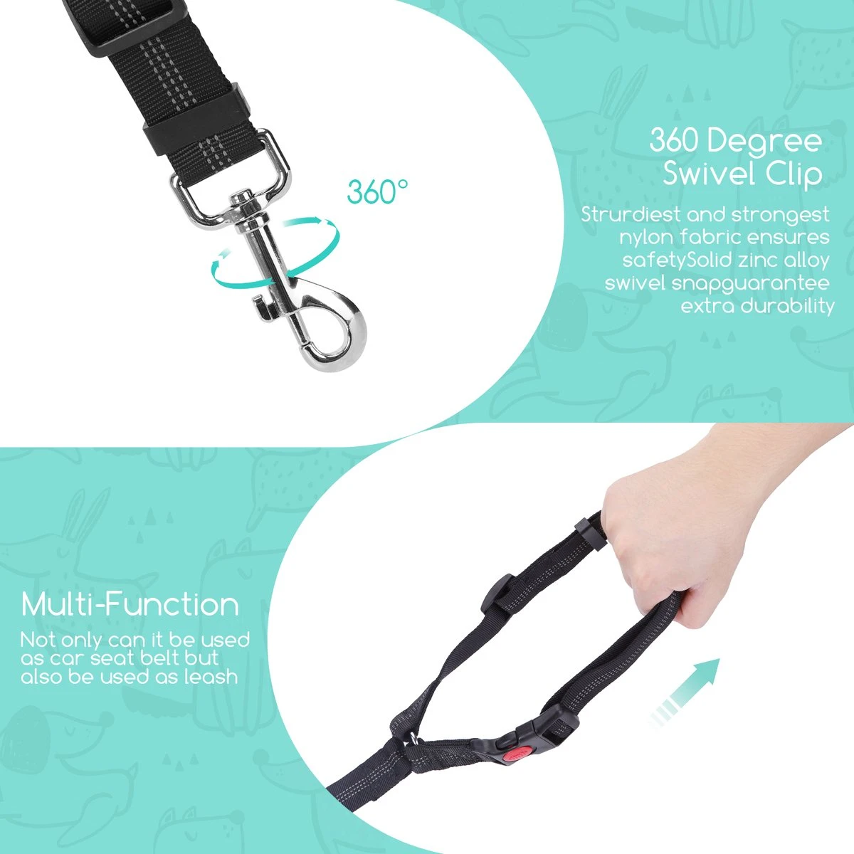 Nobleza Hoofdsteun Gordel - Voor Honden Zwart - 2 Stuks 3 Nobleza Hoofdsteun Gordel - Voor Honden Zwart - 2 Stuks - Afbeelding 3