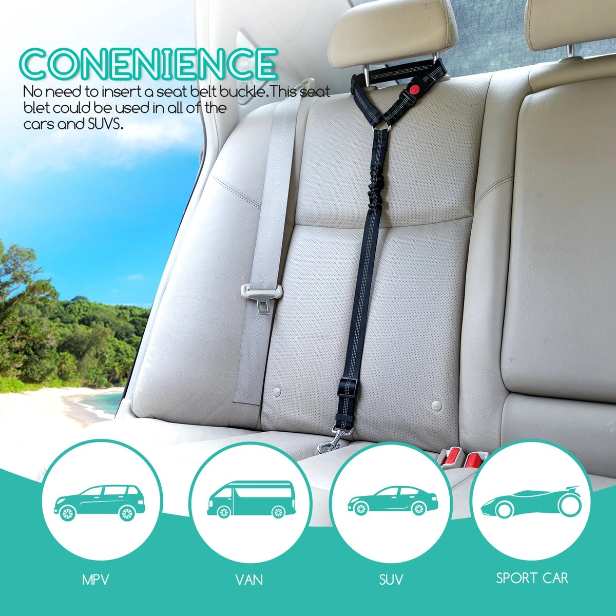 Nobleza Hoofdsteun Gordel - Voor Honden Zwart - 2 Stuks 7 Nobleza Hoofdsteun Gordel - Voor Honden Zwart - 2 Stuks - Afbeelding 7