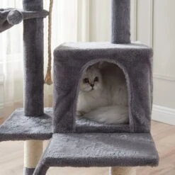 ACAZA Krabpaal, Kattenboom Met Krabbord En Huisjes Voor Meerdere Katten, Lichtgrijs -Dieren Product Winkel 1200x1200 2