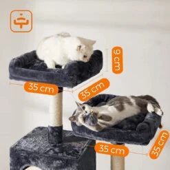 Krabpaal Voor Katten - Kattenboom - Met 2 Uitkijkplateaus - Grijs -Dieren Product Winkel 1200x1200 204