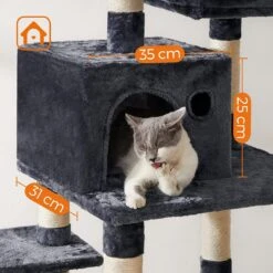 Krabpaal Voor Katten - Kattenboom - Met 2 Uitkijkplateaus - Grijs -Dieren Product Winkel 1200x1200 205