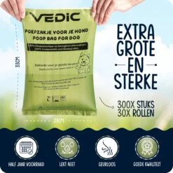 VEDIC® - Hondenpoepzakjes - 100% Composteerbaar - Biologisch Afbreekbaar - 300 Stuks - Extra Sterk - 23 X 33cm -Dieren Product Winkel 1200x1200 2063