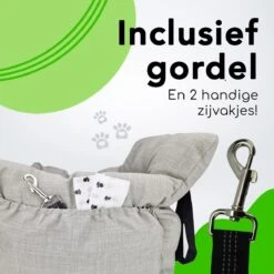Doxie® Autostoel Hond – Hondenmand – 2 In 1 – 50 X 40 Cm – Wasbaar – Antislip – Waterbestendig – Incl. Autogordel – Maat S – Lichtgrijs -Dieren Product Winkel 1200x1200 2096