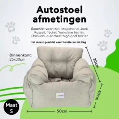 Doxie® Autostoel Hond – Hondenmand – 2 In 1 – 50 X 40 Cm – Wasbaar – Antislip – Waterbestendig – Incl. Autogordel – Maat S – Lichtgrijs -Dieren Product Winkel 1200x1200 2103